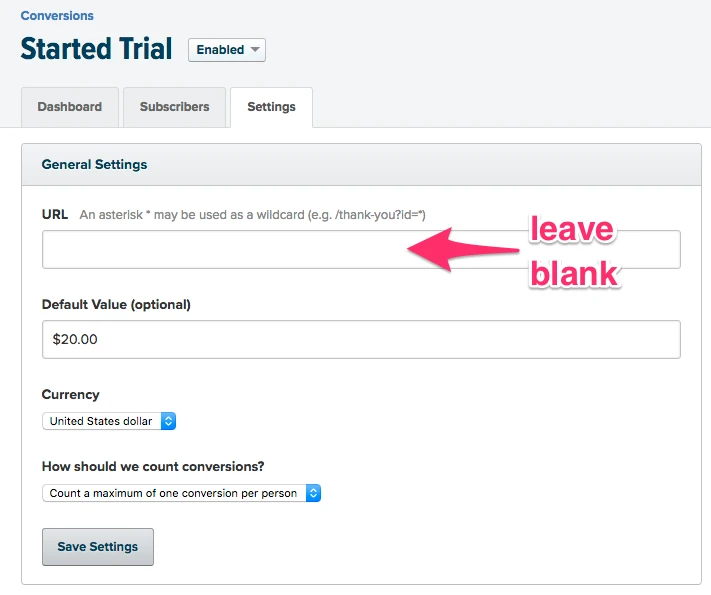 Drip Conversion Settings