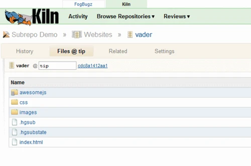 Vader’s Kiln repository after adding awesomejs alongside the CSS, images, and index.html files.