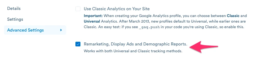 Enable Demographics and Interests