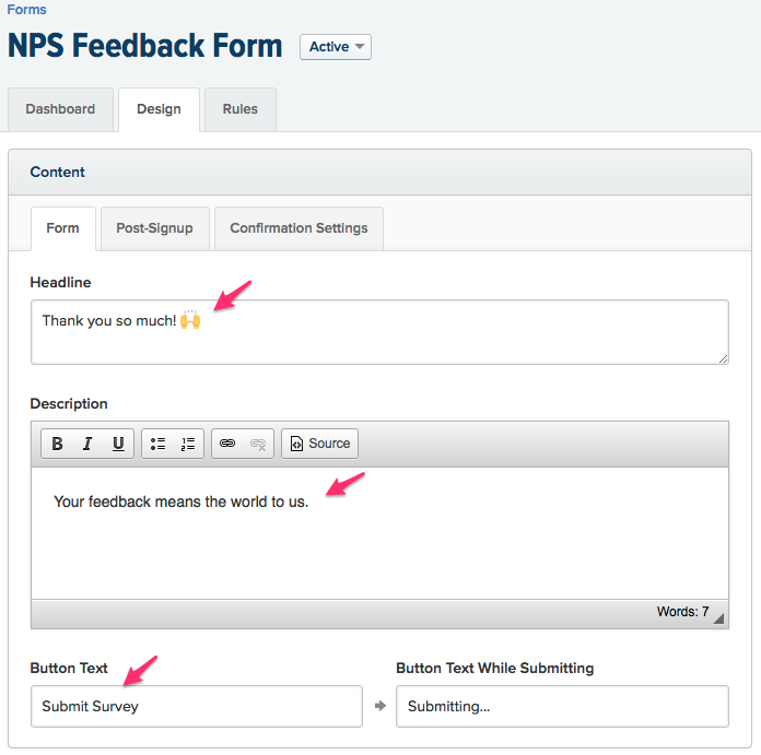 Drip NPS Feedback Form