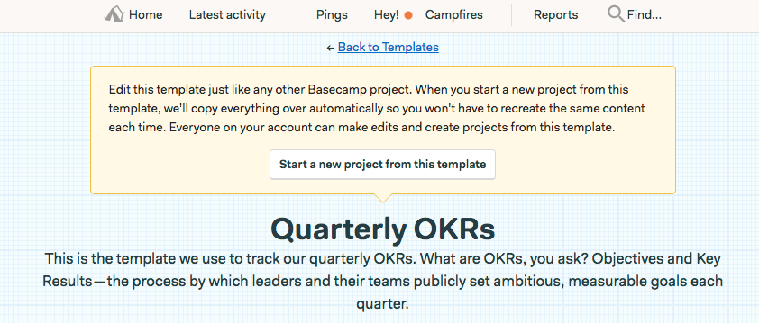 OKR Template in Basecamp