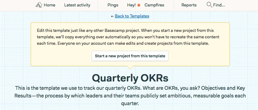 OKR Template in Basecamp